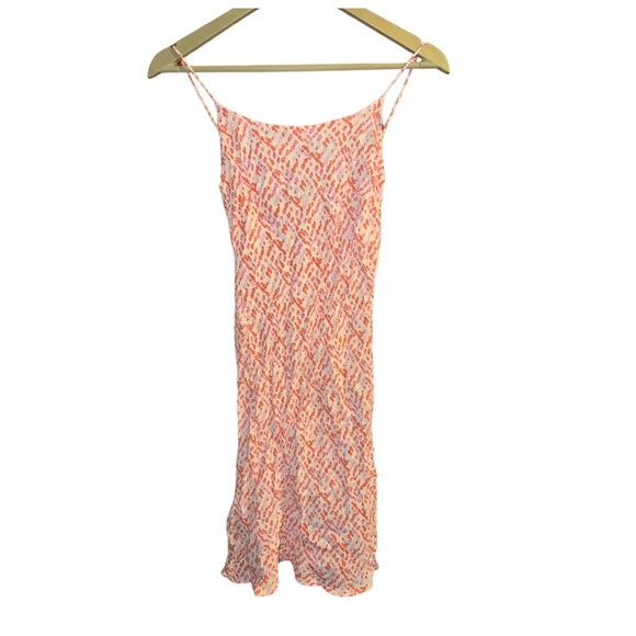 Vintage Spaghetti Strap Slip Dress in Red and Orange Abstract Print summer - Picture 1 of 2